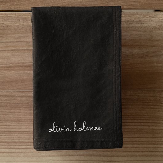 Trendy Monogram | Modern Black Script Name Handtuch