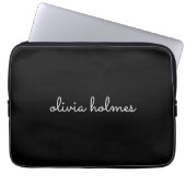 Trendy Monogram | Modern Black Script Name Laptopschutzhülle (Vorderseite)