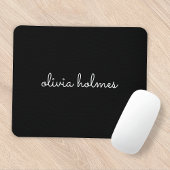 Trendy Monogram | Modern Black Script Name Mousepad