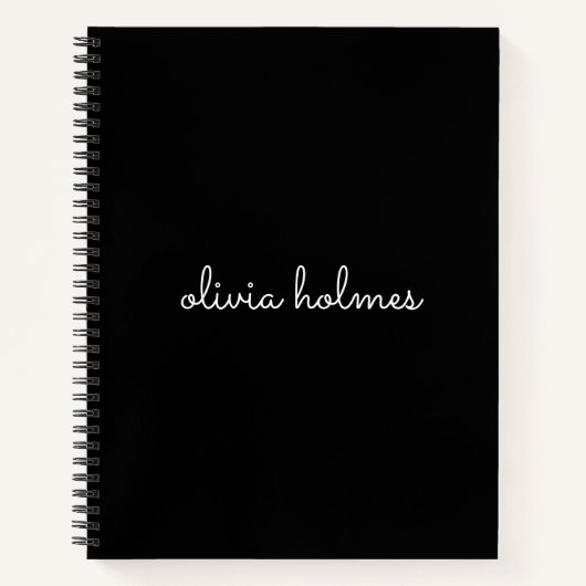 Trendy Monogram | Modern Black Script Name Notizblock (Vorderseite)