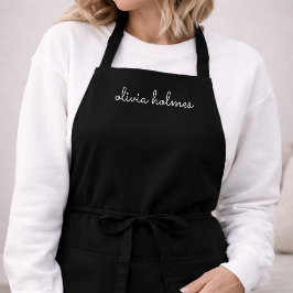 Trendy Monogram | Modern Black Script Name Schürze