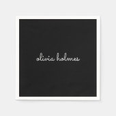 Trendy Monogram | Modern Black Script Name Serviette (Vorderseite)