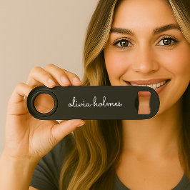 Trendy Monogram | Modern Black Script Name Speed Flaschenöffner