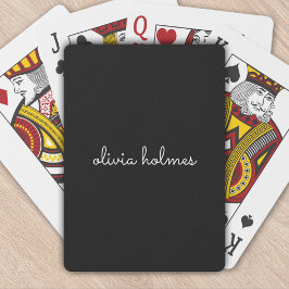 Trendy Monogram | Modern Black Script Name Spielkarten
