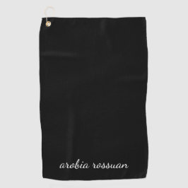Trendy Monogram Modern Black Script Name Style Golfhandtuch