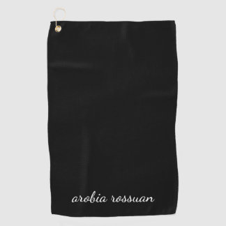 Trendy Monogram Modern Black Script Name Style Golfhandtuch