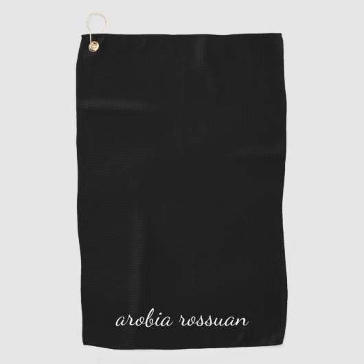 Trendy Monogram Modern Black Script Name Style Golfhandtuch (Vorderseite)
