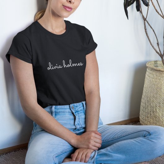 Trendy Monogram | Modern Black Script Name T-Shirt