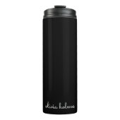 Trendy Monogram | Modern Black Script Name Thermosbecher (Vorderseite)
