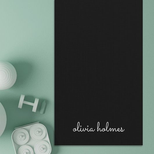 Trendy Monogram | Modern Black Script Name Yogamatte