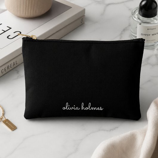 Trendy Monogram | Modern Black Script Name Zubehörtasche