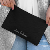 Trendy Monogram | Modern Black Script Name Zubehörtasche