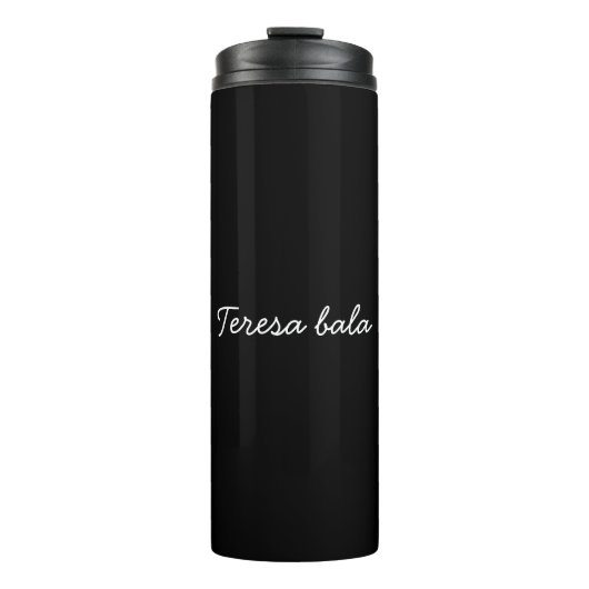 Trendy Monogram Modern Black Script Personalized Thermosbecher (Vorderseite)