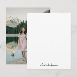 Trendy Monogram | Modernes Black Script Name Foto Mitteilungskarte