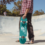 Trendy Monogram Name Aquamarin Blue Green Template Skateboard<br><div class="desc">Benutzerdefinierte Distressed Text Aquamarin Blue Green Template Monogram Name Fügen Sie Ihr Name Image Logo Moderne elegante Vorlage Skateboard.</div>