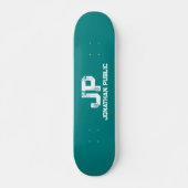 Trendy Monogram Name Aquamarin Blue Green Template Skateboard (Vorne)