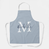 Trendy Monogram Name Initial Script Dusty Blue Schürze (Vorderseite)