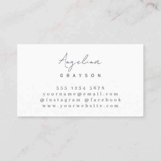 Trendy Monogram Navy Blue | Moderner Minimalistisc Visitenkarte (Rückseite)