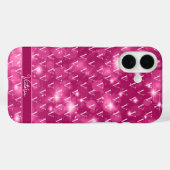 Trendy Monogram Pattern Girly Pink Case-Mate iPhone Hülle (Rückseite (Horizontal))