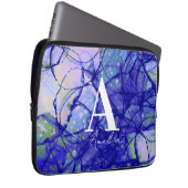 Trendy Monogram Personalisiert Name Blau Abstrakt Laptopschutzhülle (Vorne Rechts)