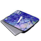 Trendy Monogram Personalisiert Name Blau Abstrakt Laptopschutzhülle (Vorne Knopf)