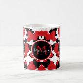 Trendy Monogram Red Black Cow Print Kaffeetasse (Mittel)