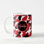 Trendy Monogram Red Black Cow Print Kaffeetasse (Links)