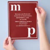 Trendy Monogram Red Budget Wedite Einladung Flyer (Hand)
