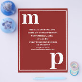 Trendy Monogram Red Budget Wedite Einladung Flyer (Einzeln)