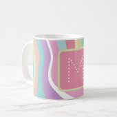 Trendy Monogram Retro Pattern Kaffeetasse (Vorderseite Links)