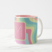 Trendy Monogram Retro Pattern Zweifarbige Tasse (VorderseiteRechts)