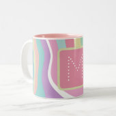Trendy Monogram Retro Pattern Zweifarbige Tasse (Vorderseite Links)