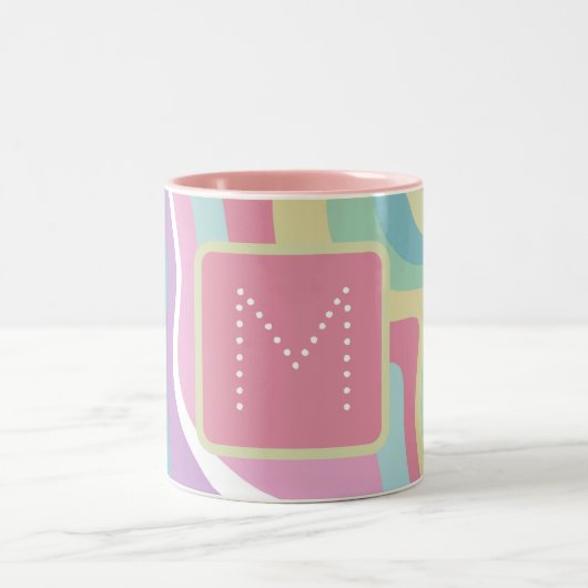 Trendy Monogram Retro Pattern Zweifarbige Tasse (Mittel)