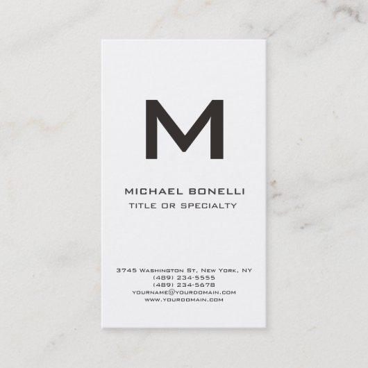 Trendy Monogram Schwarz-weiß Modern Business Card Visitenkarte (Vorderseite)