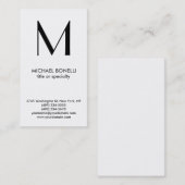 Trendy Monogram Schwarz-weiße vertikale Visitenkar Visitenkarte (Vorne/Hinten)