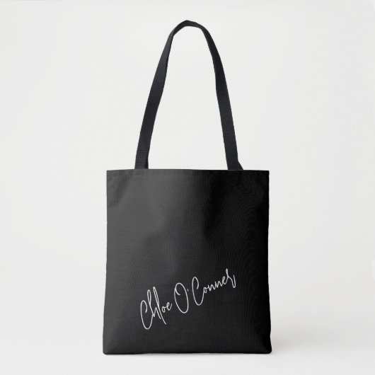 Trendy Monogram Script Name Schwarz-weiß Tasche (Vorderseite)