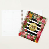 Trendy Monogram Stripes Rose Blume Gold Glitzer Planer (Anzeige)