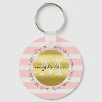 Trendy Monogram Stripes Rose Blume Gold Glitzer