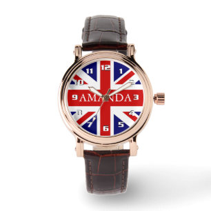 Trendy Monogram Union Jack Armbanduhr