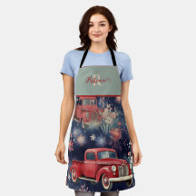 Trendy Monogram Vintag Red Truck