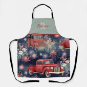 Trendy Monogram Vintag Red Truck Schürze (Vorderseite)