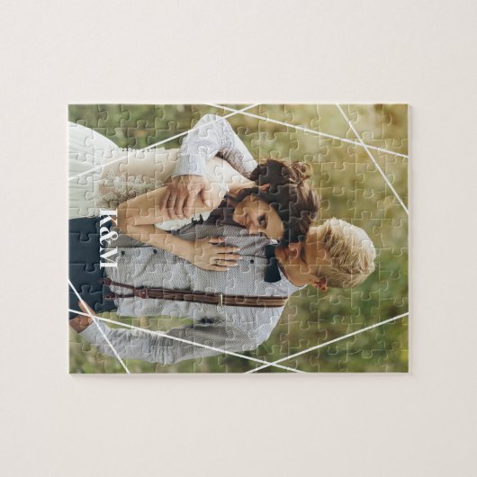 Trendy Monogram Wedding Foto Puzzle (Horizontal)
