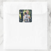 Trendy Monogram Wedding Foto Quadratischer Aufkleber (Tasche)