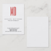 Trendy Monogram White Red Business Card Visitenkarte (Vorne/Hinten)