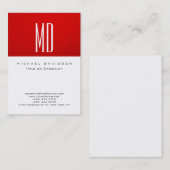Trendy Monogram White Red Chubby Business Card Visitenkarte (Vorne/Hinten)