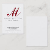 Trendy Monogram White Red Chubby Business Card Visitenkarte (Vorne/Hinten)