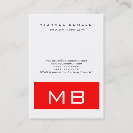 Trendy Monogram White Strip Business Card Visitenkarte (Vorderseite)