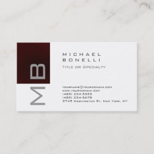 Trendy Monogram White Strip Business Card Visitenkarte