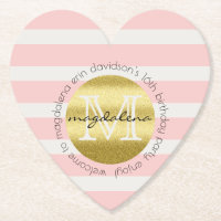 Trendy Monogramm-GoldGlitzer erröten rosa Streifen