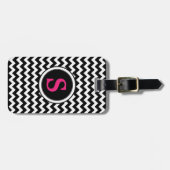 Trendy Monogramm-Zickzack Gepäckanhänger (Vorderseite horizontal)